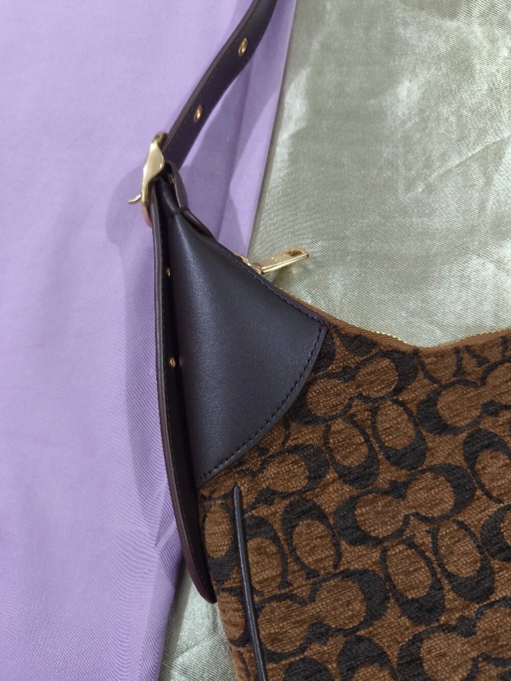 Coach Brown Corduroy Monogram Underarm Bag - Picture 3 of 8